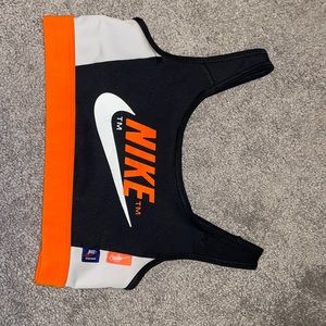 Black orange and white small sports bra
